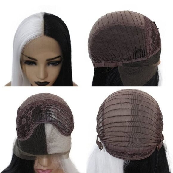 Half Black Half White Lace Wigs - Picture 4 of 5